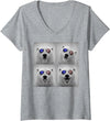Retro Polar Bear USA July Fourth Photo Booth Women's Polar Bear 4th of July US American Flag Patriotic V-Neck T-Shirt - Heather Grey