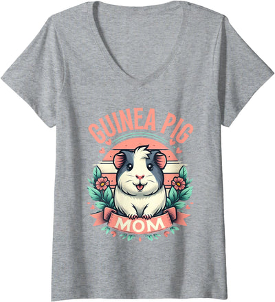 Womens Guinea Pig Mom Animal Pet Lover V-Neck T-Shirt