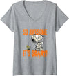Womens Peanuts Halloween Snoopy Scary Mummy V-Neck T-Shirt - Heather Grey
