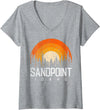 Womens Sandpoint Idaho ID Shirt Retro Vintage 70s 80s 90s Gift V-Neck T-Shirt - Heather Grey
