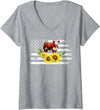 Proud Hereford Cow Boy Hereford Cow Girl Womens Hereford Cow US Flag Hereford Cow Lover Hereford Cattle V-Neck T-Shirt -