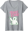 Cute Kawaii Classic Goodbye Childrens Rhyming Game Women's Take Care Polar Bear Happy Funny Last Day of School Summer V-Neck T-Shirt - Heather Grey