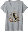 Witchy Vibes Womens Raven V-Neck T-Shirt - Heather Grey