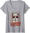 Funny Llama Lover Vintage Sunglasses Womens Funny Llama Vintage 70s 80s Floral Llamazing Vibes V-Neck T-Shirt - Heather Grey