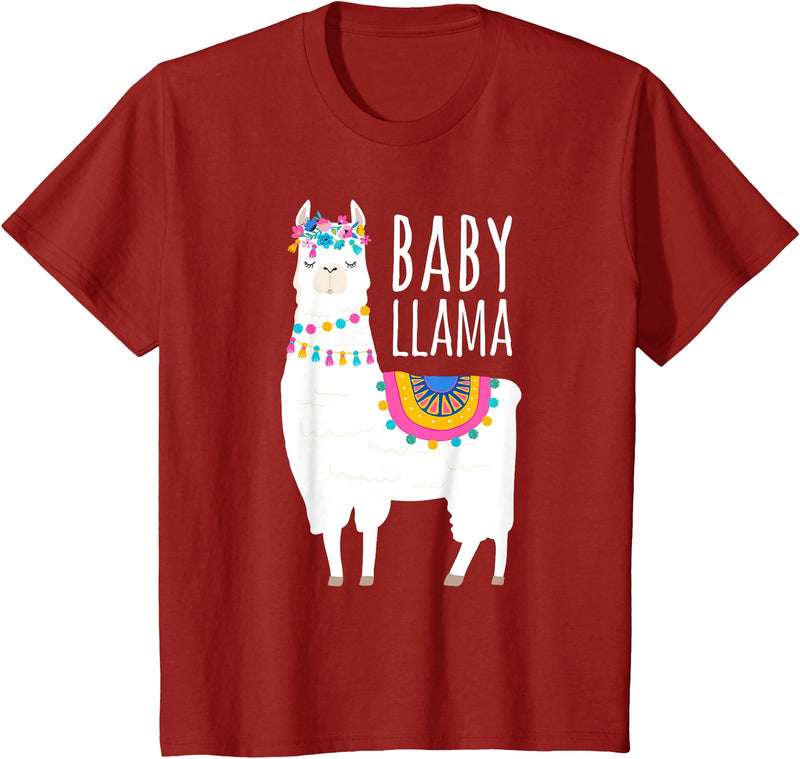 Mama Llama Lover Gifts by Memme Baby Llama Shirt for Girls, Daughter T-Shirt - Cranberry Red