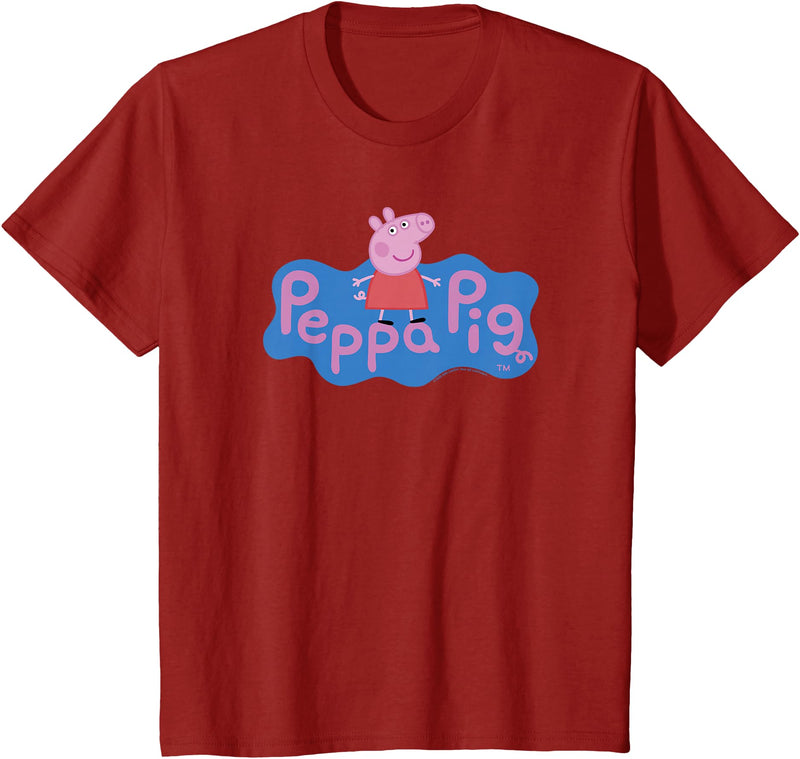 Peppa Pig Happy Centered Design T-Shirt - Cranberry Red
