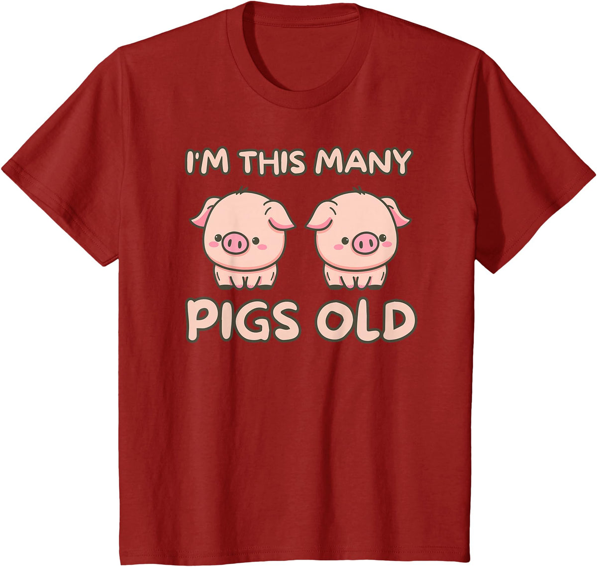 Pigs lover Birthday Gifts Toddler I'm This Many Pigs Old - 2nd Birthday Pig 2 Years Old Bday T-Shirt - Cranberry Red