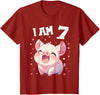 7 years old 7th birthday Pig Kids 7 Years old 7 birthday Pigs Boy Girl Pig T-Shirt - Cranberry Red