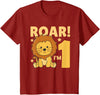 Cute Animals For Every Child's Birthday Kids 1st Birthday Lion 1 Year Old Cub Lion T-Shirt - Cranberry Red