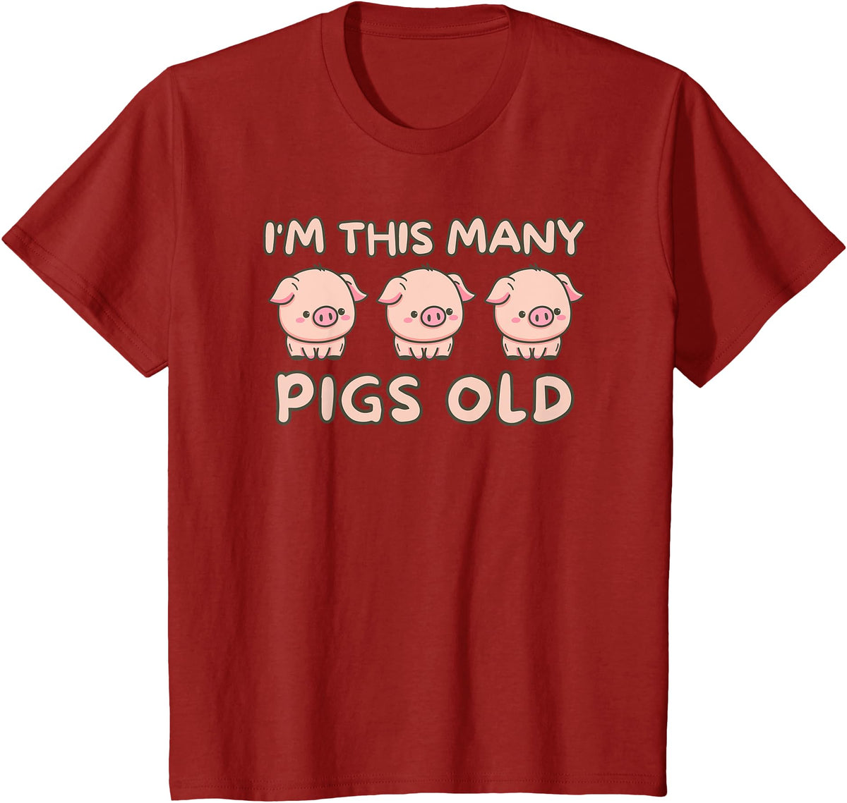 Pigs lover Birthday Gifts Toddler I'm This Many Pigs Old - 3rd Birthday Pig 3 Years Old Bday T-Shirt - Cranberry Red