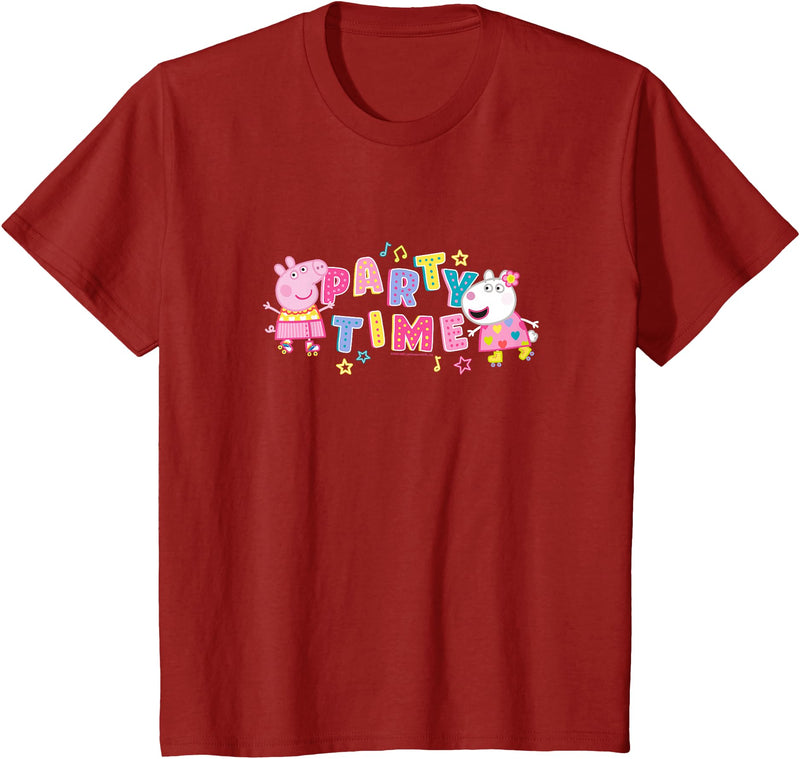 Peppa Pig Party Time Peppa & Suzy Logo Youth T-Shirt - Cranberry Red
