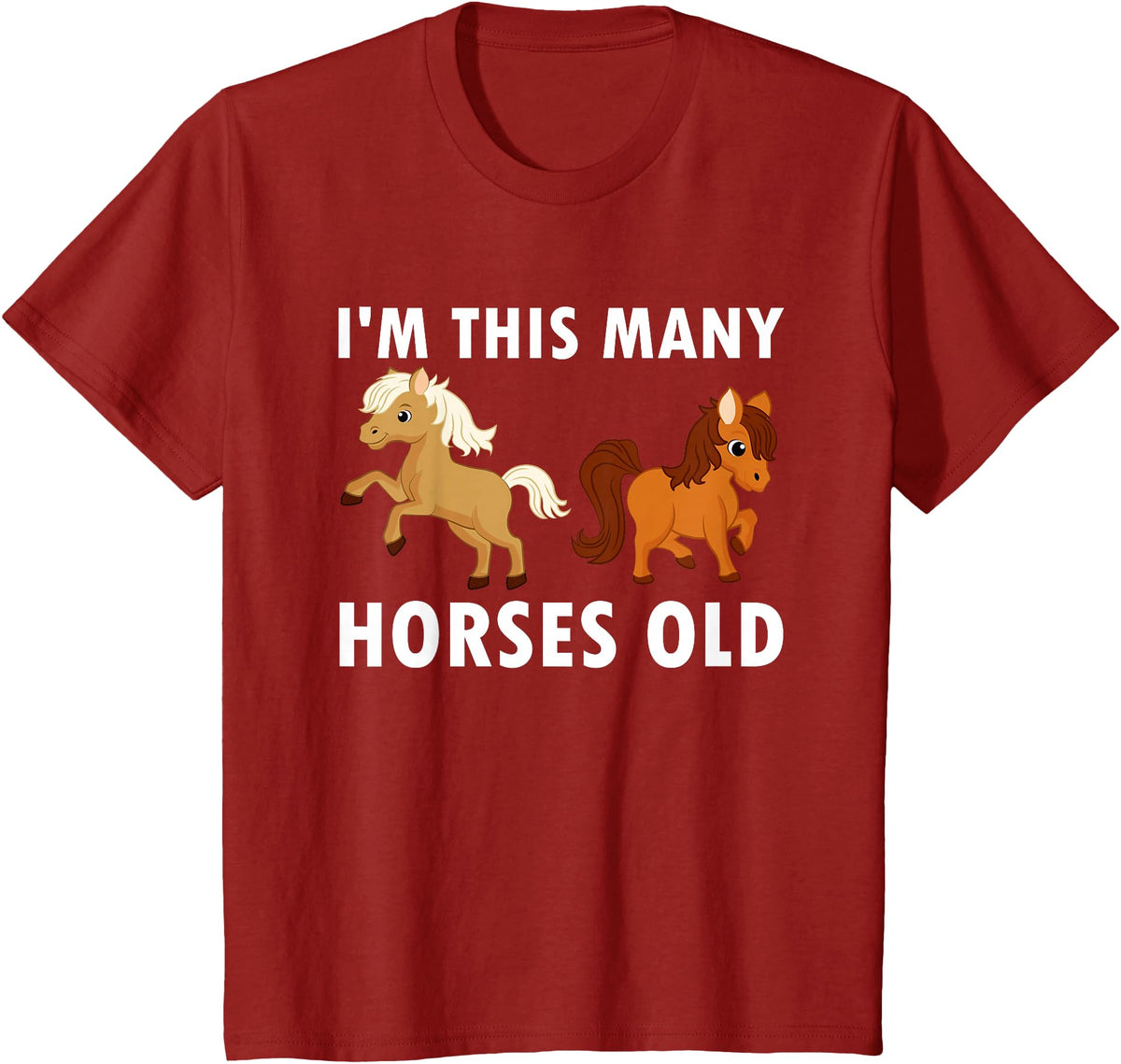 Kids 2 Years Old Girl Horses Old 2nd Birthday Kids T-Shirt - Cranberry Red