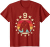 9 Years Old Birthday Bear Lovers Bear Birthday 9 Year Old Boy Girl Bear 9th Birthday T-Shirt - Cranberry Red