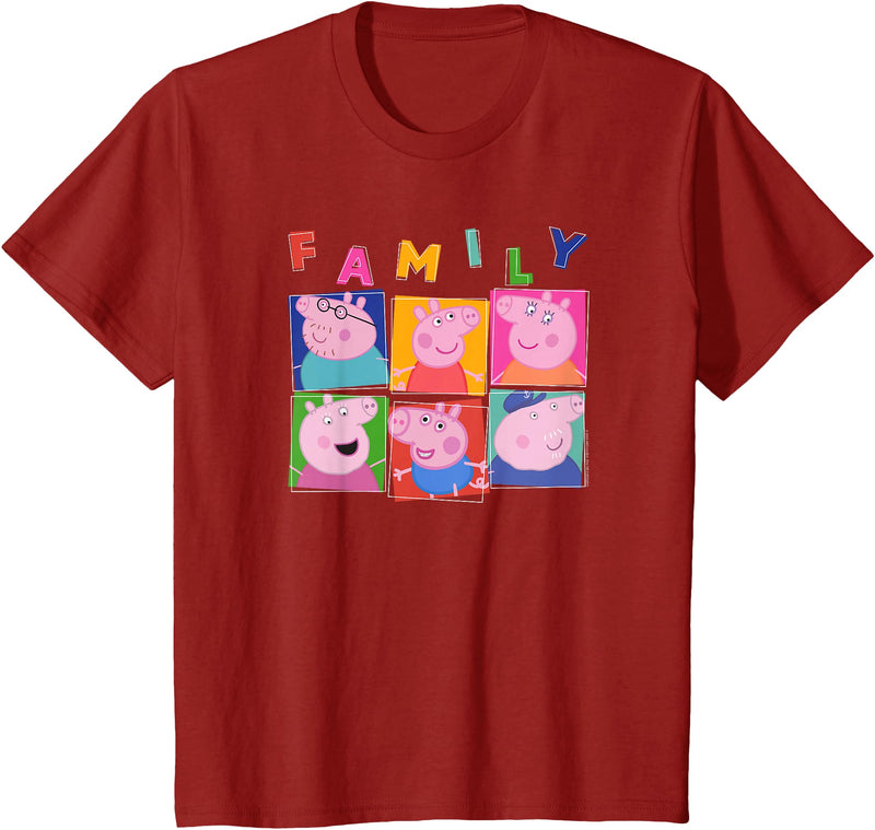 Peppa Pig Family Portrait Panels T-Shirt - Cranberry Red