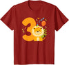 Three Year Old Lion Third Birthday Kids 3rd Lion Birthday Party 3 Year Old Lions Birthday T-Shirt - Cranberry Red