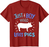 Kids Pig Just A Boy Who Loves Pigs Gift for Pig Lovers T-Shirt - Cranberry Red