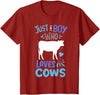 Kids Cow Just A Boy Who Loves Cows Gift for Cow Lovers T-Shirt - Cranberry Red