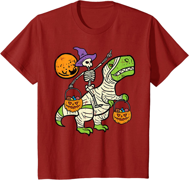 Toddler Boy Halloween Shirts For Boys Kids Kids Skeleton Dino Pumpkin Halloween Costume Toddler Boys Kids T-Shirt -