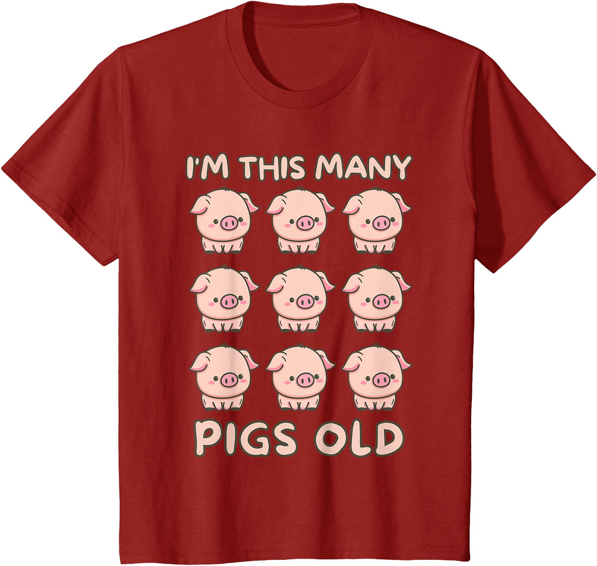 Pigs lover Birthday Gifts Toddler I'm This Many Pigs Old - 9th Birthday Pig 9 Years Old Bday T-Shirt - Cranberry Red