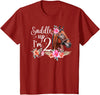 2 Year Old Horse Second Birthday Party 2nd Horse Birthday Two Year Old Girl Horses Birthday T-Shirt - Cranberry Red