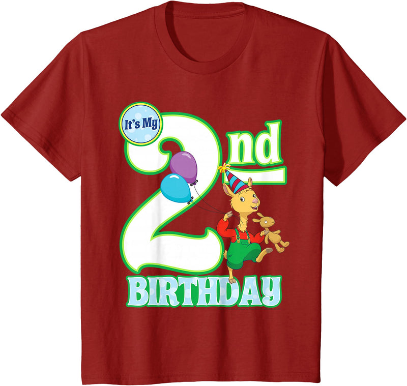 Kids Children's Second Birthday Official Llama Llama Tee Shirt T-Shirt - Cranberry Red