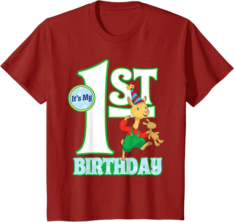 Children's My First Birthday Official Llama Llama Tee Shirt T-Shirt - Cranberry Red
