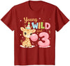 3rd Birthday Gifts Co. Kids Kids 3rd Birthday Young Wild and Three 3 Year Old Giraffe T-Shirt - Red