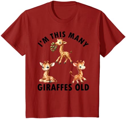 3 Years Old Girl Boy Giraffes Old 3rd Birthday Kids T-Shirt - Silver Grey