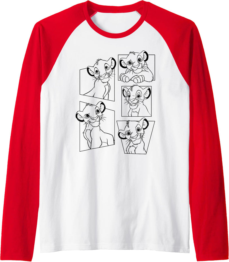 Disney Lion King Simba Portrait Panels Raglan Baseball Tee - Red/White