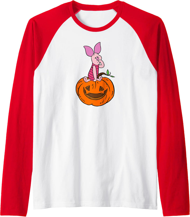 Disney - Halloween Piglet Pumpkin Raglan Baseball Tee - Red/White