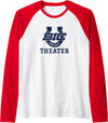 Buffalo Island, Monette, AR 72447 Buffalo Island Central High School Mustangs Theater Raglan Baseball Tee - Red/White