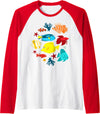 Tropical fishes aquarium under ocean Raglan Baseball Tee - Red/White