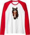 The Horse Co. Horse Head Graphic Raglan Baseball Tee - Red/White