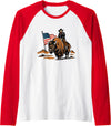 American Cowboy Bison Rodeo Patriotic 4th Of July Retro Western Cowboy Riding Buffalo 4th of July Rodeo Summer Raglan