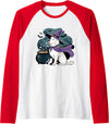 Golden Retriever Witch Dog Halloween Fun Halloween Witch White English Cream Golden Retriever Dog Raglan Baseball Tee -