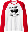 Do Not Pet The Fluffy Cows American Bison Vintage Raglan Baseball Tee - Red/White