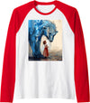 Polar Bear Companion Child Heartfelt Imagination Small Girl Big Polar Bear Expressive Whimsical Mood Duality Raglan Baseball Tee - Red/White