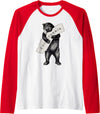 Retro Vintage California Flag Bear Shirt Bear Hug I Love California Shirt Art-Retro Vintage Cali Bear Raglan Baseball Tee - Red/White