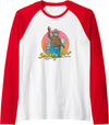 Smokey Bear Retro Smokey Bear Colorful Sunset PSA Raglan Baseball Tee - Red/White