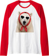 Funny Polar Bear with Sunglasses Cute Polar Bear Lover Heart Sunglasses Raglan Baseball Tee - Red/White
