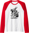 Cute Rabbit Lover Bunny Graphic Raglan Baseball Tee in Red/White