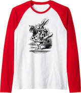 Cute Rabbit Lover Bunny Graphic Raglan Baseball Tee in Red/White
