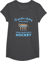 Synchronized Skating If Easy Quote Skater T-Shirt - Girls Dark Heather Grey