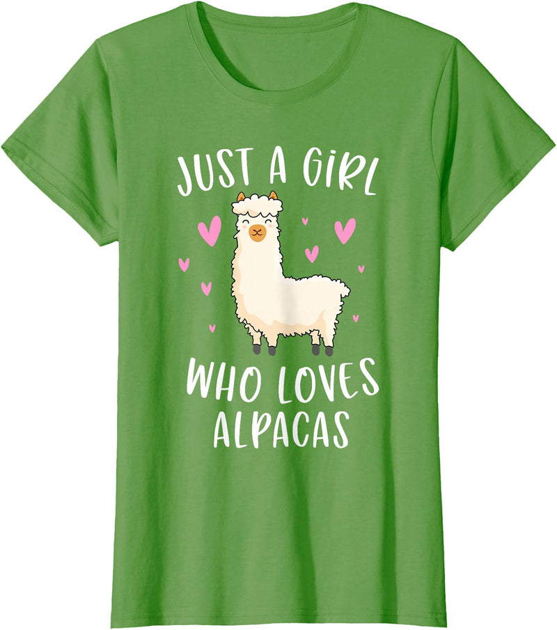 Cute Alpaca Llama Lover Clothing Gifts For Women Just A Girl Who Loves Alpacas Funny Alpaca Gifts for Girls T-Shirt - Grass Green