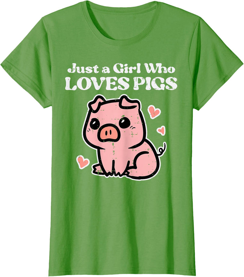 Pig Lover Shirts For Men Women Kids Just A Girl Who Loves Pigs Cute Hog Swine Toddler Girls Kids T-Shirt - Grass Green
