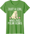Polar Bear Lover Tees Just A Girl Who Loves Polar Bears T-Shirt Polar Bear Gift T-Shirt - Grass Green