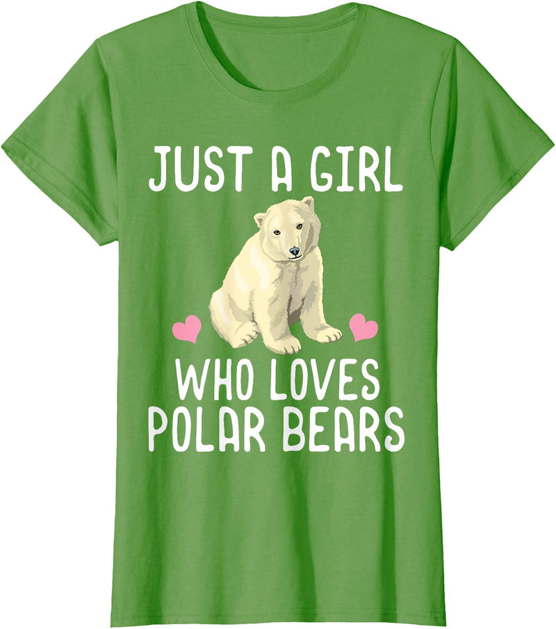 Polar Bear Lover Tees Just A Girl Who Loves Polar Bears T-Shirt Polar Bear Gift T-Shirt - Grass Green
