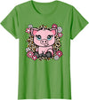 KATYLIN Cute Pig Flowers Pig Lover Women Girls Kids T-Shirt - Grass Green