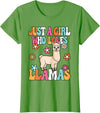 BALARI Just A Girl Who Loves Llamas Cute Groovy Alpaca Llama Kids T-Shirt - Grass Green