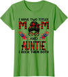 TeeaxArt Mothers Day Buffalo apparel I Have Two Titles Mom And Auntie Red Buffalo Mothers Day T-Shirt - Grass Green